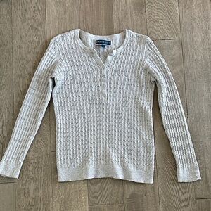 Karen Scott Light Gray Buttoned Sweater Cable Knit